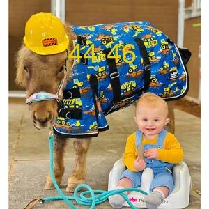 44-46 mini Blue Construction Print Horse sheet